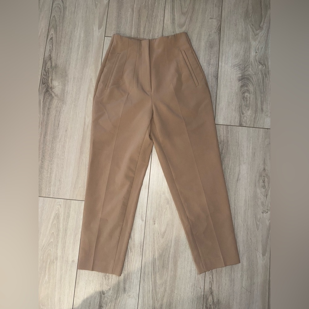 Zara Camel-Brown Tailored Dress Pants
